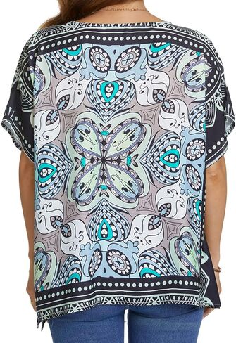 بلوزة تي شيرت نسائية فضفاضة كاجوال بأكمام قصيرة من الشيفون بالزهور من WEIYAN in Kuwait