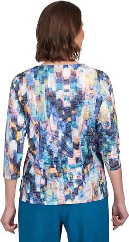 سترة Alfred Dunner Brushstroke خفيفة الوزن (الولايات المتحدة، Alpha، Large، Regular، Regular، Standard، Denim) in Kuwait