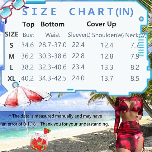 طقم بيكيني مكون من 4 قطع، ملابس سباحة ذات قصة عالية وملابس سباحة هالتر مع بلوزة وتنورة بأكمام طويلة in Kuwait