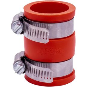 Fernco 1056-100 1-in. Flexible PVC Pipe Coupling for Plastic and Copper Plumbing Connections in Red