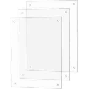 3 Pack Clear Acrylic Wall Protector with Pre Drilled Holes 5" x 7" Protective Plate 5/64" Thick Business or Home Use Dirty Hand and Fingerprint Shield by Marketing Holders