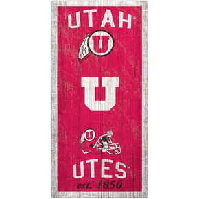 Fan Creations NCAA Utah Utes Unisex Utah Heritage 6x12 Sign, Team, 6 x 12