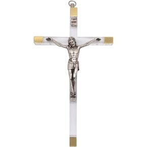 7" Simple Catholic Wall Cross | Wood or Acrylic | Christian Home Décor | Great Religious Gift for First Holy Communion, Confirmation, Weddings, and Housewarming (Clear Acrylic)