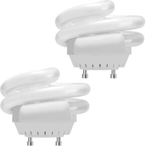 OHLECTRIC 2 Pack - Mini Spiral T3 Compact Fluorescent Light Bulbs - Twist and Lock GU24 Base Light Bulb - 120V - 13W - 800L - Two Pin Fluorescent Bulbs - 2700K - Warm White