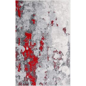 SAFAVIEH Adirondack Collection Accent Rug - 2'6" x 4', Red & Grey, Modern Abstract Design, Non-Shedding & Easy Care, Ideal for High Traffic Areas in Entryway, Living Room, Bedroom (ADR134Q)