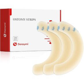 20 PCS Ostomy Barrier Strips, 2 MM Thickness Elastic Colostomy Tape to Stop Leaks, Latex-Free Medical Grade Hydrocolloid Skin Flange Extenders Stoma for Colostomy Ileostomy Bags Pouches