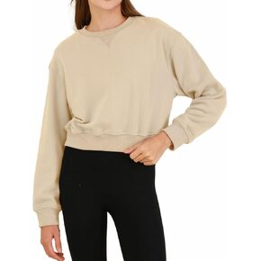 Amazhiyu Women's Pullover Cropped Sweatshirt Long Sleeve Crewneck Crop Tops in Kuwait