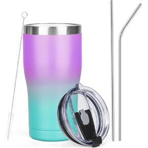 20oz Insulated Tumblers with Lids and Straws Stainless Steel Coffee Tumbler Cup Double Wall Vacuum Travel Coffee Mugs for Home, Office, Outdoor(Black,1 Pack)