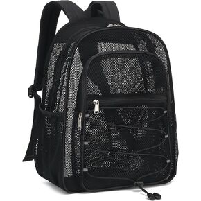 Mesh School Backpack for Girls Boys Women Men, Heavy Duty See Through College Bookbag School Bag (Sky Blue)