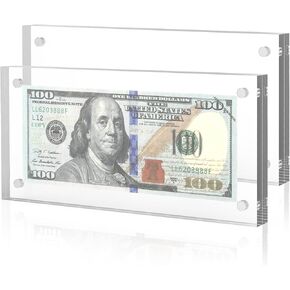 Currency Display, Dollar Bill Money Display Frame Acrylic Thickened Holder Self Standing for Collectors Currency Ticket Protector in Kuwait