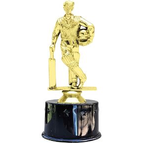 Express Medals Cricket Player Award Trophy Party Favor Gift Prize Including 4 Gold Color Decals to Custom Personalize The Black Round Base