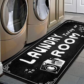 Farmhouse Laundry Room Rug Runner 20"x49" Non Slip Laundry Floor Mat Durable Laundry Decor for Laundry Room Entrance Rug Area Rug for Bathroom Hallway Laundry Room Decor Accessories (White)
