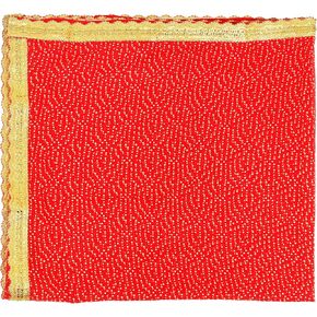 Red Mat Aasan Chunari Large Decorative Backdrop Artificial Silk Pooja Cloth Chunari(Size:- 44 Inches x 44 Inches) Chunni Puja Indian Traditional Festival MATA Ki Chunri for Statue Chowki Aasan Mat