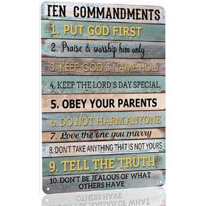 The Ten Commandments Metal Tin Sign 10 Commandments Wall Art Decor Ten Commandments Poster 8x12 Inch