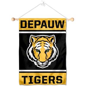 College Flags & Banners Co. DePauw Tigers Window Wall Banner Hanging Flag with Suction Cup