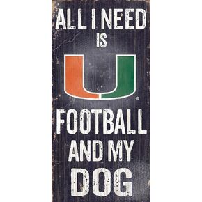 Fan Creations C0640 University of Miami Football and My Dog Sign, Black/White/Orange/Green (6" x 12")