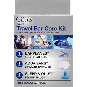 3 in 1 Travel Ear Care Kit with EarPlanes, Soft Foam, and Soft Silicone Earplugs
