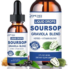 Soursop Graviola Liquid Drops, Organic Soursop Leave Extract w/Sea Moss, Elderberry Vitamin C and Zinc, 16-in-1 Soursop Bitters Liquid for Cell Support, Antioxidant and Immune Support 2 Fl/Oz