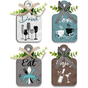 PH PandaHall 4pcs Kitchen Wooden Hanging Signs, Wall Decor Wood Sign Kitchen Wall Decor Hanging Plaques Farmhouse Eat Sign Wood Bar Sign for Home Kitchen Dining Living Room Bar Cafe Art Decor