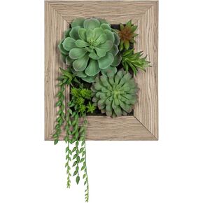 Fake Plants Succulents 3D Artificial Wall Hanging Plants Indoor Faux Succulent Arrangement in Wooden Planter for Home Farmhouse Kitchen Console Table Wall Decoration in Kuwait