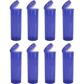 Child-Resistant 60 Dram 7.5 Oz Pop-Top Vial with Hinged Lid Airtight Plastic Empty Pill Bottles for Supplements, Vitamins, Herbs & Medicine Container, Pack of 8 (Red Transparent)