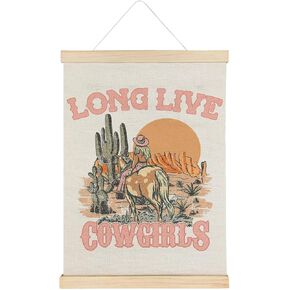 Qvapt Long Live Cowgirls Wall Decor, Western Decor for Kids Room,Little Girls Western Room Decor, Western Room Decor for Teen Girls,Western Posters 12x16 with Hanger