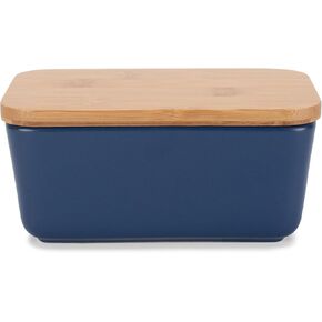 Nat & Jules Ceramic Stoneware 1/2 Pound, 2 Sticks Butter Dish with Airtight Bamboo Lid, Kitchen Accessory, Container Holder, Refrigerator Storage and Countertop Organization, Matte Cream