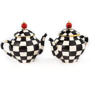 MACKENZIE-CHILDS Teapot Salt and Pepper Set, Floral Ceramic Shakers, White Flower Market in Saudi Arabia