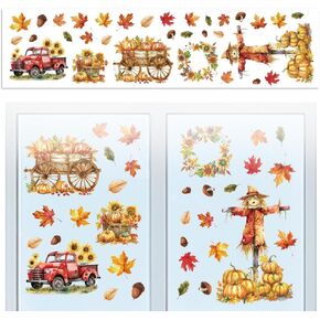 Window Static Clings Stickers Decal for Large Window 47.2"x11.8",1 Sheet Grass and Butterflies Patterns Decorative Removable Window Sticker Cling for Home Office Glass Window Decor