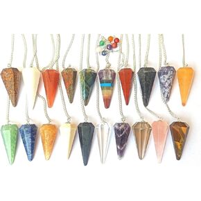 16 Pieces Per Lot of Gemstone Pendulums Fashion Powerful Meditation Psychic Success Gift FengShui Prosperity Health Wealth Reiki Dowsing Energy Wellness Crystal Healing Metaphysical