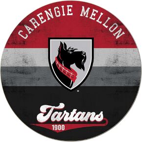 KH Sports Fan Carnegie Mellon Tartans Multi-Color Retro Circle Sign, 20x20 Inches, Tartans Decor for Dorm, Fan Cave, Living Room; Display Your Team Spirit with This Carnegie Mellon Tartans Wall Art