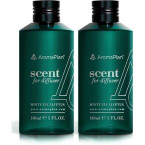 Aromaplan Hotel Scents Minty Eucalyptus 5 أونصة سائلة (عبوتان)، زيت ناشر للروائح الفاخرة ومجموعة الفنادق - زيت ناشر للفنادق للعلاج العطري - صنع في الولايات المتحدة الأمريكية، زجاجة أكبر، رائحة أكثر جرأة وتدوم لفترة أطول