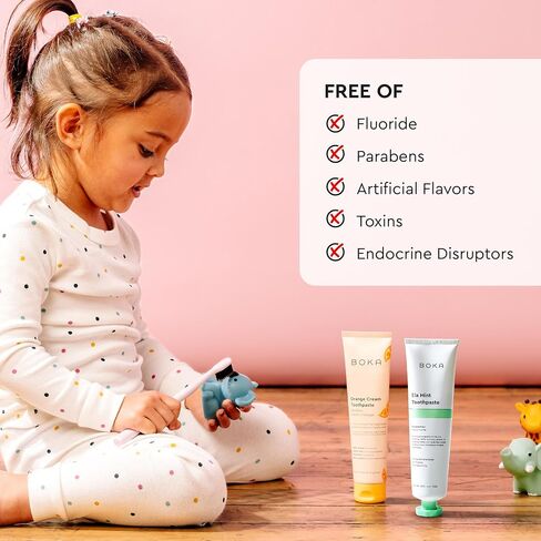 Boka Fluoride Free Toothpaste- Nano Hydroxyapatite, Remineralizing, Sensitive Teeth, Whitening- Dentist Recommended for Adult, Kids Oral Care- Strawberry Mango Flavor, 4oz 1Pk - US Manufactured in Kuwait