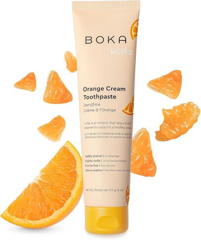 Boka Fluoride Free Toothpaste- Nano Hydroxyapatite, Remineralizing, Sensitive Teeth, Whitening- Dentist Recommended for Adult, Kids Oral Care- Strawberry Mango Flavor, 4oz 1Pk - US Manufactured in Kuwait