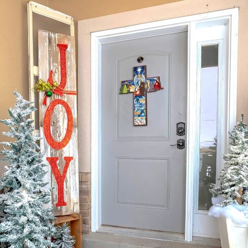 2 Pcs Nativity Crosses Wall Decor Religious Christmas Jesus Wooden Decor Jesus Is The Reason for The Season Hanging Sign Rustic Christian Keepsake Religious Gift for Home Room Indoor Outdoor Holiday in Saudi Arabia