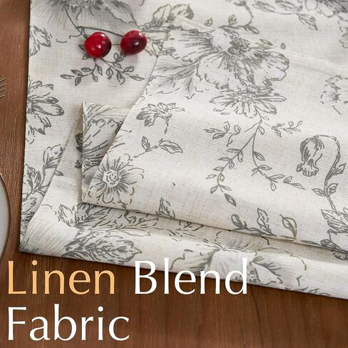 jinchan Floral Linen Table Runner for Kitchen Farmhouse Table Cloth with Black Flower Print 13 x 70 Inch Beige Linen Blend Cloth for Kitchen Dining Table Indoor Outdoor Decor 1 Panel in Kuwait