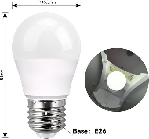 BAOMING LED Refrigerator Light Bulb 50 Watt Equivalent,G45 5W 120V 500LM Fridge Appliance Light Bulb Daylight White 5000K, Waterproof Fridge Light Bulbs, E26 Freezer Light Bulbs Non-dimmable, 3Packs in Saudi Arabia
