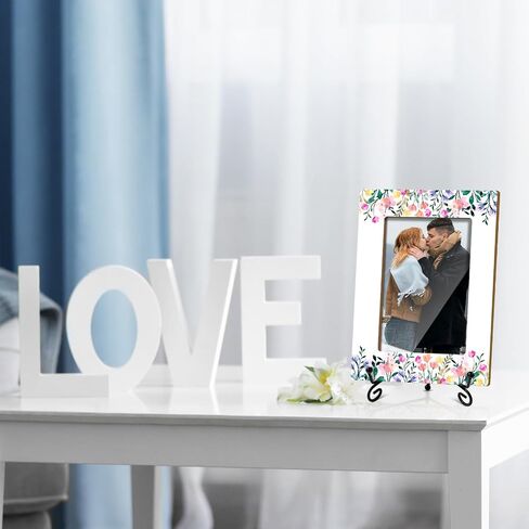 Cow Pattern Picture Frame, Birthday Gift For Women Girls Boys Daughter Son Sister Mom Table Desk Shelf Blank and White Decor Wood Photo Frame Fits 4x6 Vertical & Horizontal with Stand -14 in Saudi Arabia