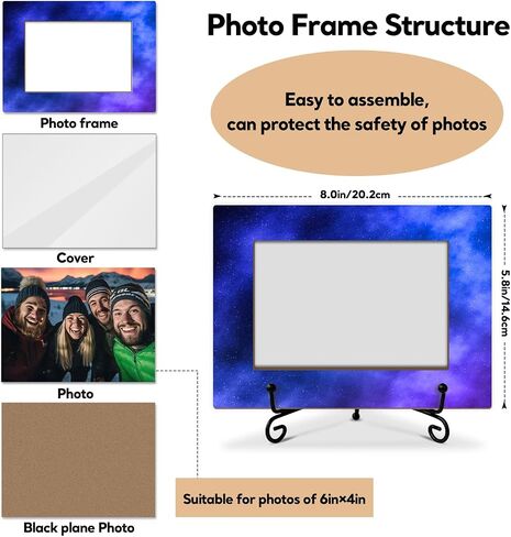 Cow Pattern Picture Frame, Birthday Gift For Women Girls Boys Daughter Son Sister Mom Table Desk Shelf Blank and White Decor Wood Photo Frame Fits 4x6 Vertical & Horizontal with Stand -14 in Saudi Arabia