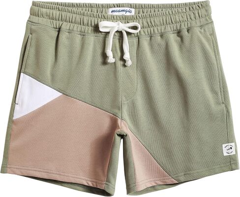 maamgic Mens Athletic Gym Shorts 5.5" Elastic Waist Casual Pajama Pocket Jogger Men Workout Short Pants Coral Orange Medium in Saudi Arabia