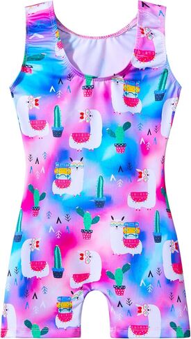 Girls Gymnastics Leotards Sleeveless Tumble Biketards One Piece Dance Unitards with Short in Saudi Arabia