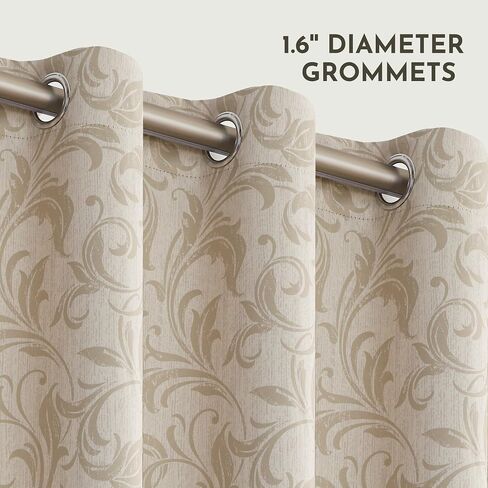 Blue Floral Vintage Curtains for Farmhouse Living Room,Window Drapes with Scroll Floral Pattern,80% Blackout Curtains for bedroom,Grommet Top Thermal Insulated Curtains 52x96 Inch 2 Panels in Saudi Arabia