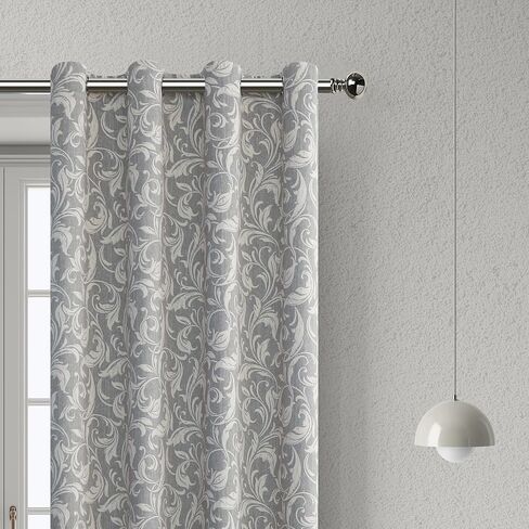 Blue Floral Vintage Curtains for Farmhouse Living Room,Window Drapes with Scroll Floral Pattern,80% Blackout Curtains for bedroom,Grommet Top Thermal Insulated Curtains 52x96 Inch 2 Panels in Saudi Arabia