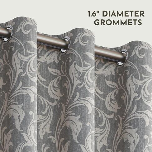 Blue Floral Vintage Curtains for Farmhouse Living Room,Window Drapes with Scroll Floral Pattern,80% Blackout Curtains for bedroom,Grommet Top Thermal Insulated Curtains 52x96 Inch 2 Panels in Saudi Arabia
