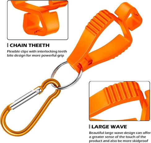 6 Pieces Glove Grabber Clip Holder Work Safety Keeper Clamp Catcher for Belt Loop Guard Worker (Orange) in Saudi Arabia