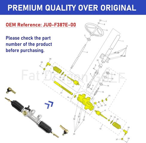 مجموعة صندوق التوجيه، مناسبة لسيارة Yamaha Drive G29 الغاز أو الجولف الكهربائي، استبدل OEM # JW1-F3400-00 in Kuwait