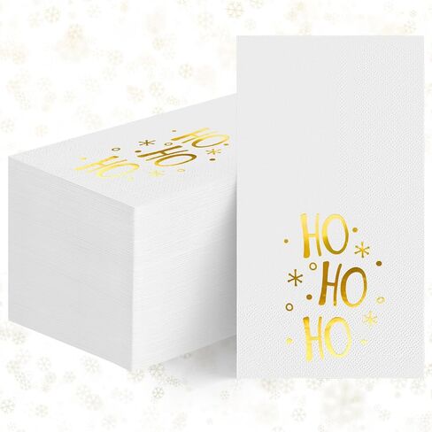 Horaldaily 100 Christmas Disposable Paper Decorative Guest Napkins, Gold Foil Merry Christmas HO Hand Towel for Party Lunch Dinner Kitchen Bathroom in Saudi Arabia