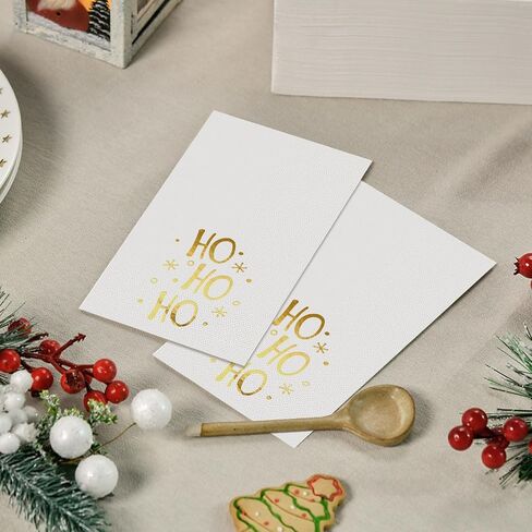 Horaldaily 100 Christmas Disposable Paper Decorative Guest Napkins, Gold Foil Merry Christmas HO Hand Towel for Party Lunch Dinner Kitchen Bathroom in Saudi Arabia