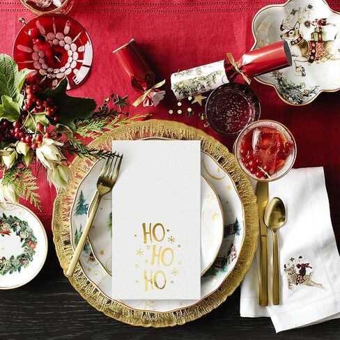 Horaldaily 100 Christmas Disposable Paper Decorative Guest Napkins, Gold Foil Merry Christmas HO Hand Towel for Party Lunch Dinner Kitchen Bathroom in Saudi Arabia