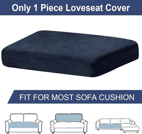 Couch Cover 1 Piece Love Seat Cover Velvet Sectional Couch Cushion Cover Separated L Shaped Sofa Slipcover Furniture Protector for Dogs Pets (LoveSeat or Sofa 2-Seater, Navy) in Kuwait